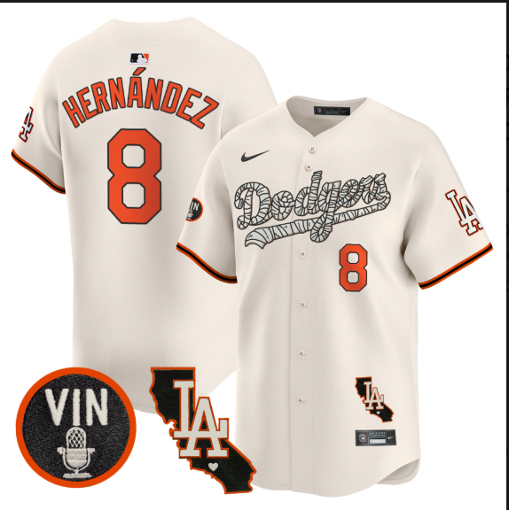 Men Los Angeles Dodgers #8 Hernandez 2025 cream Limited Stitched Jersey->los angeles dodgers->MLB Jersey